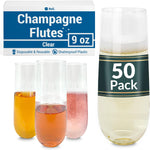 Reli. Stemless Plastic Champagne Flutes front view for wedding catering.