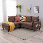 Panana Convertible Sectional Sofa L-Shape Sofa Couch 2 Seater and 3 Seater Couch with Chaise Linen Fabric Upholstered for Living Room, Apartment, Office (Grey, 3 Seater with Footstool) - Image 11