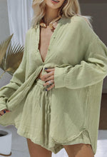 Fixmatti long sleeve button down blouse closeup