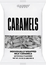 Candy Envy silver wrapped soft caramel candy pack highlighting the bulk event confectionery.
