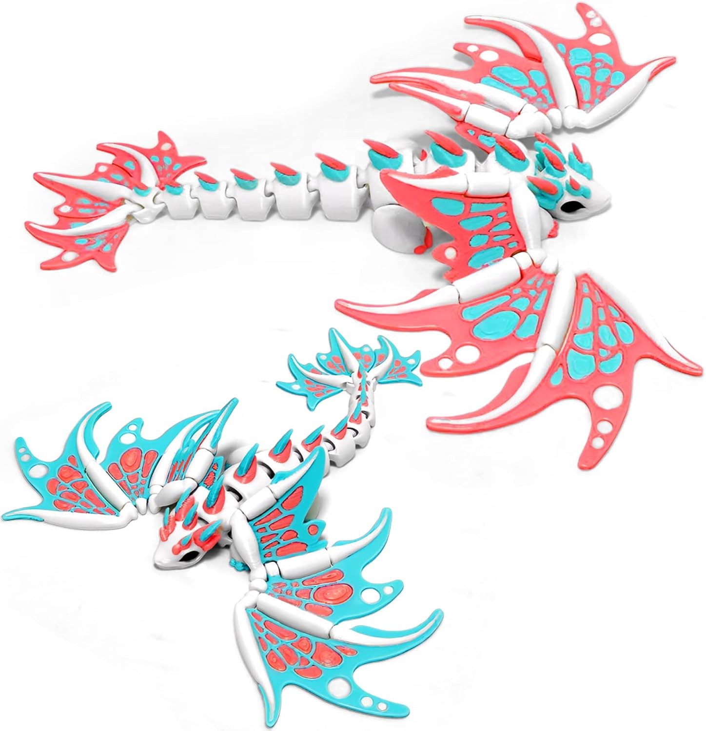 AQXYTK 2 pieces 3D printed articulated dragon set front view