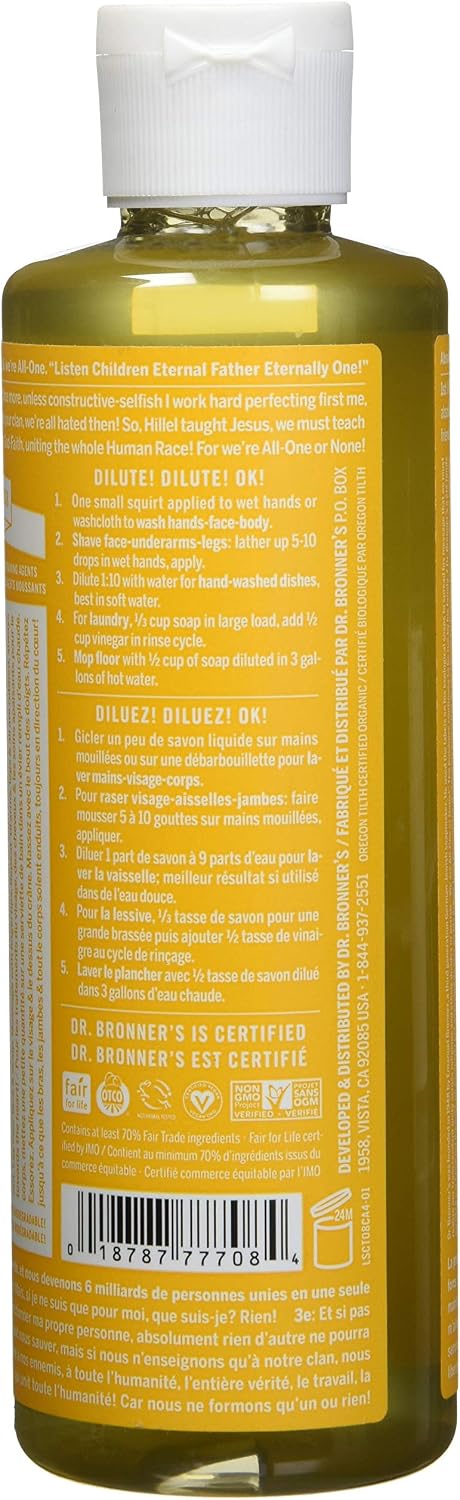 Dr. Bronner's 8 fluid ounce Castile soap size comparison