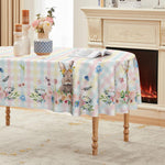 Horaldaily Easter Tablecloth 52 x 70 Inch Rectangular Spring Flower Bunny | Buffalo Plaid Washable Table Cover for Party Picnic Dinner Decor - Image 9