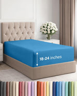 CGK Unlimited extra deep twin fitted sheet denim blue front view