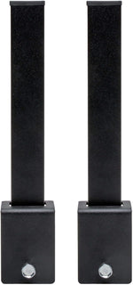 Black steel cable retainer kit mounted on ladder rack section