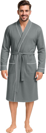 Cotton Blend Lightweight Knit Robe for Men Soft Loungewear Bathrobe - Image 12