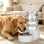 RIZZARI food-grade stainless steel automatic refilling pet drinking bowl close up view