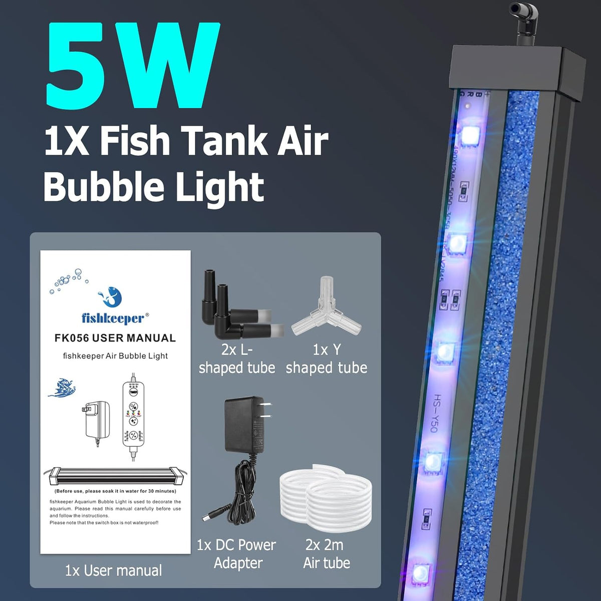fishkeeper Submersible Fish Tank Light with Air Bubble Hole, for 29"+ Tank - Image 7
