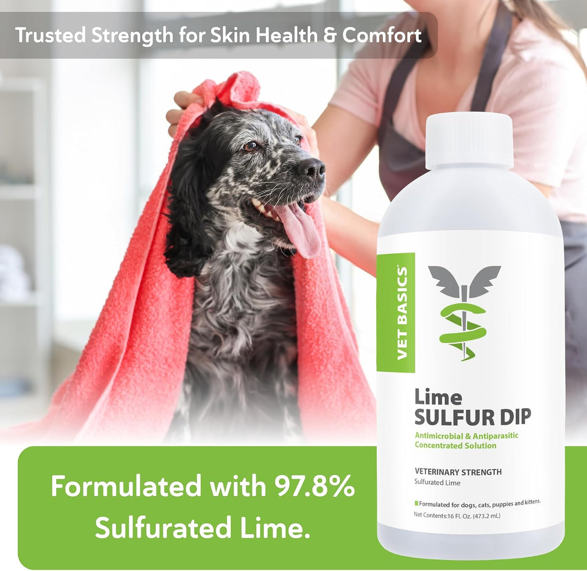 Back label instructions for Vet Basics antiparasitic solution for dogs and cats