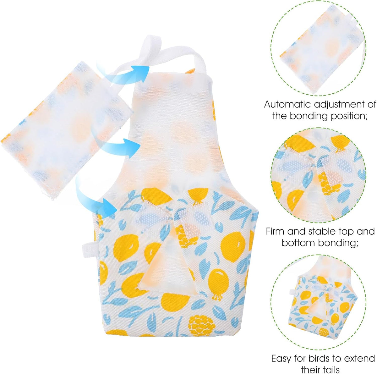 Parrot diaper garment close up highlighting the leak proof waterproof inner lining
