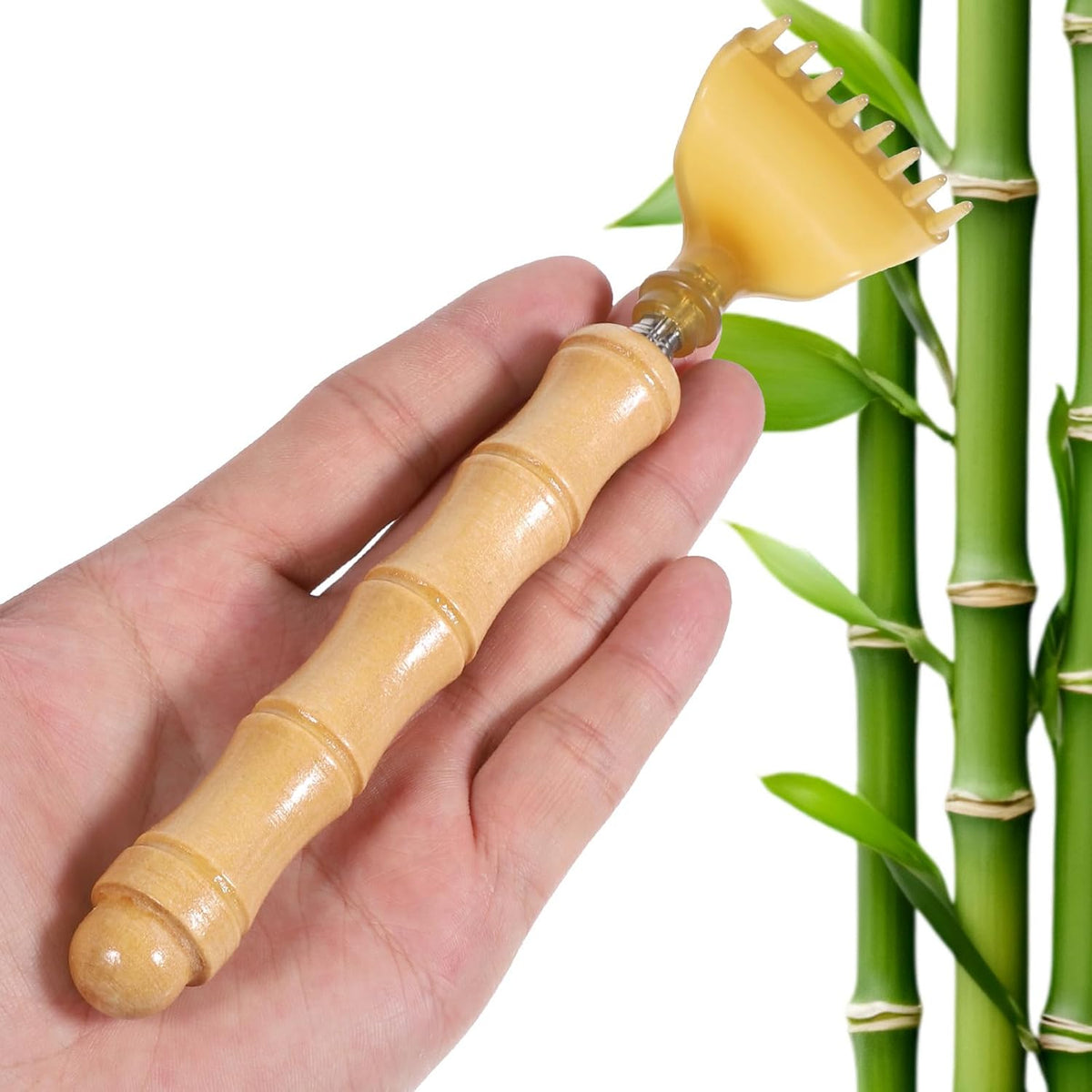 Yehorin telescoping bamboo back scratcher front view