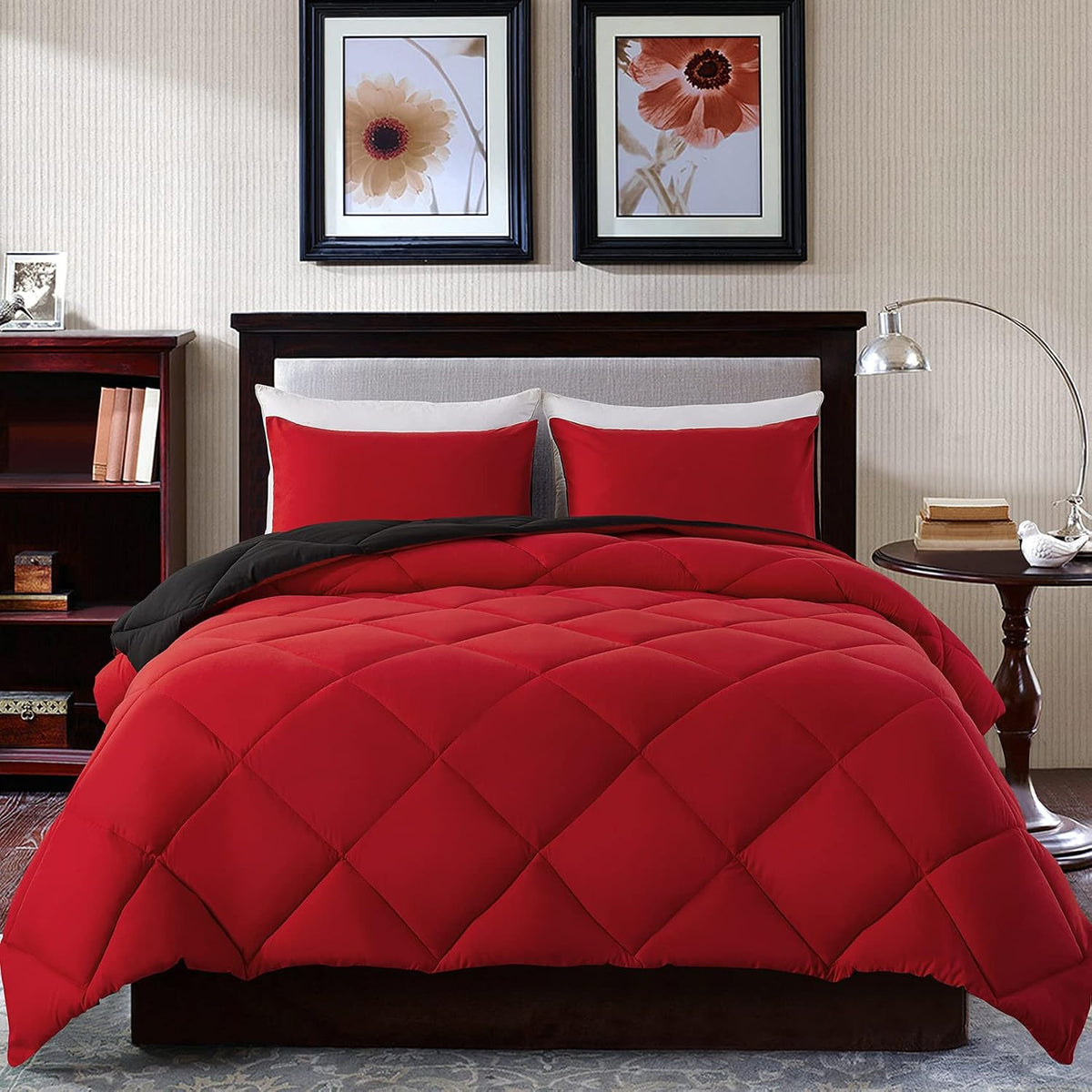 Decroom Lightweight 3 Pieces Comforter Set King Quilted Duvet Insert | White Solid Down Alternative Comforter with 2 Pillow Sham for All Season - Image 9