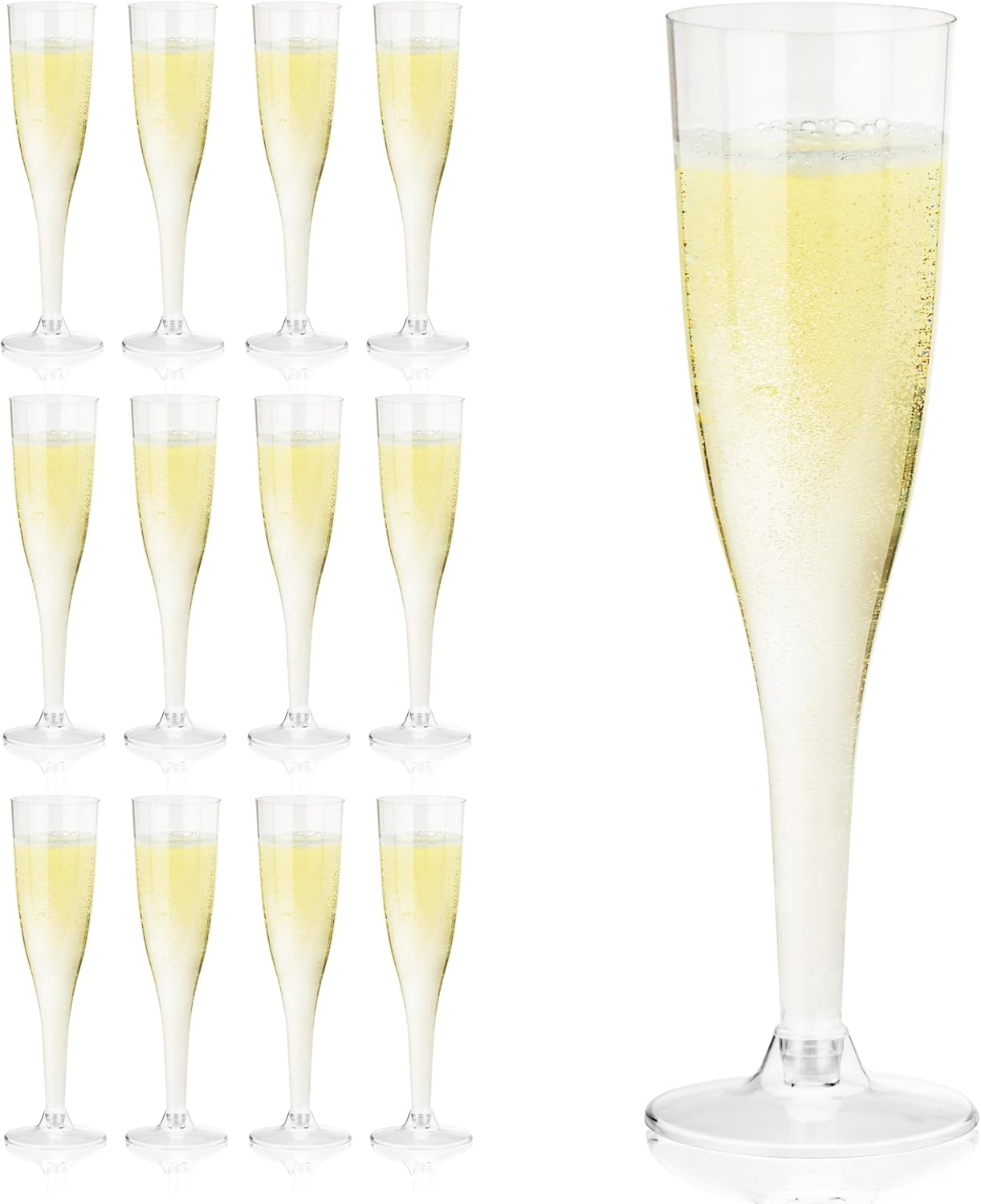 True Party Clear Plastic Champagne Flutes, Toasting Glass for Birthday, Wedding, Engagement, Reusable and Shatterproof Drinking Glasses for Holiday, Picnic, Dinner, Outdoor, Home Bar, 5.5 oz Set of 12 - Image 1