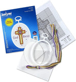 Janlynn cross stitch kit contents and frame components