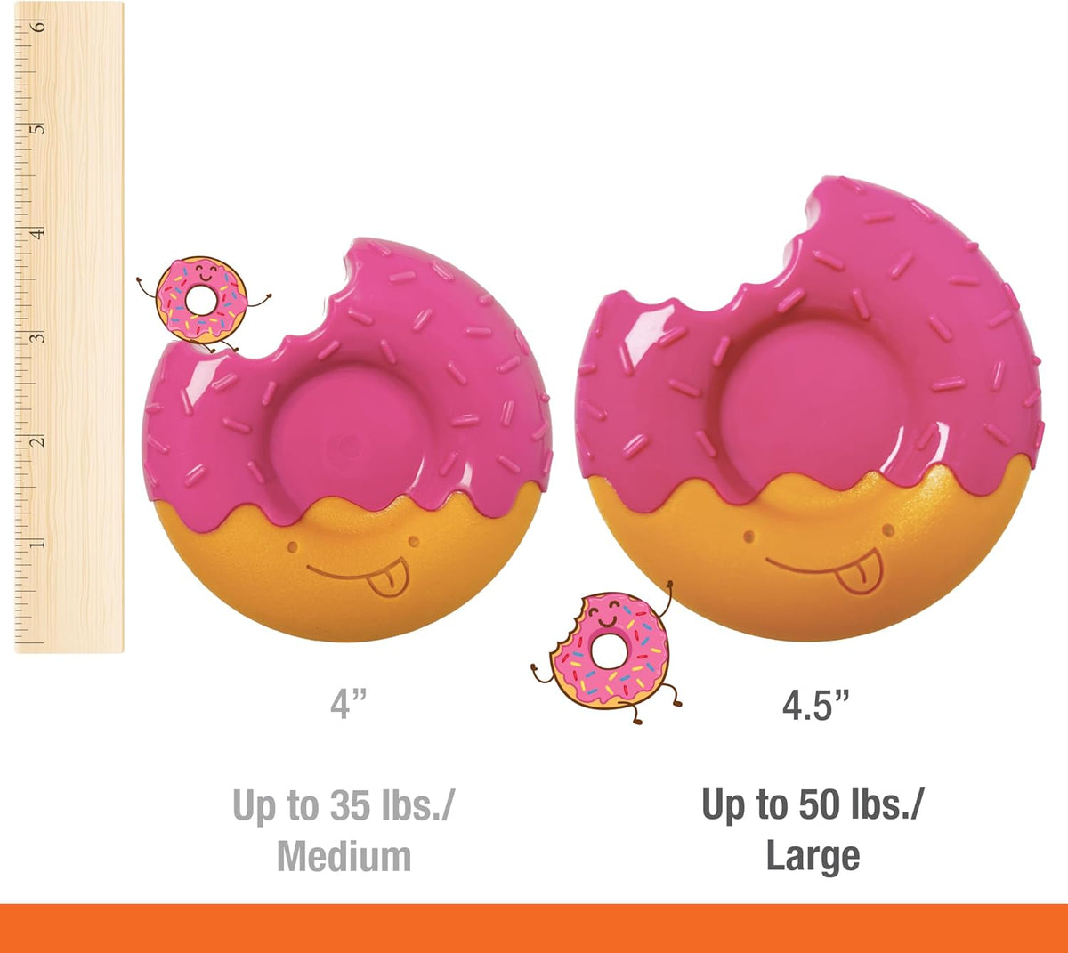 Nylabone bacon glazed donut dog toy side angle