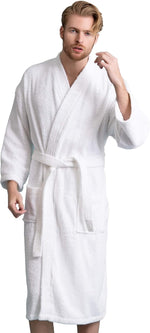 Men's Turkish Terry Kimono Style Bathrobe - 100% Cotton Robe for Men - Comfortable & Absorbent - Soft & Cozy Wear - Image 9