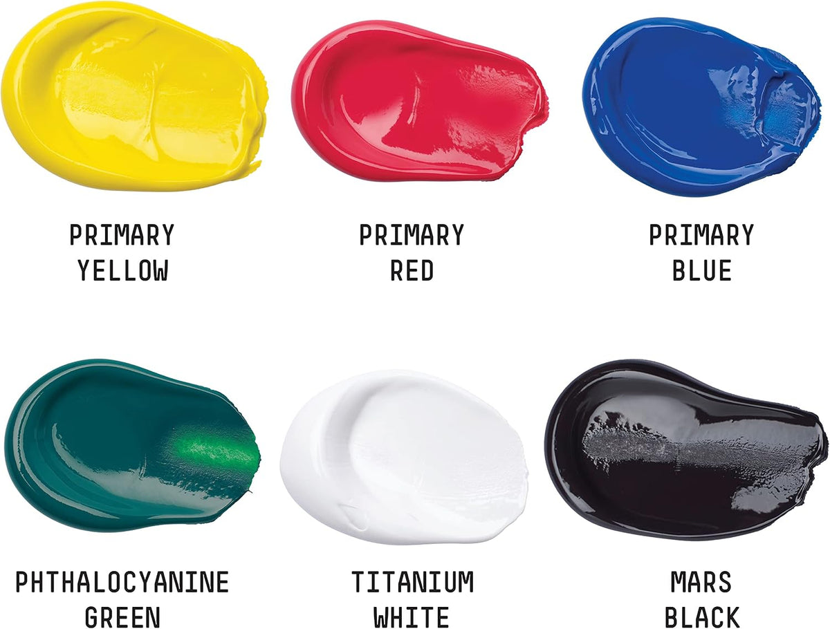 Liquitex Basics acrylic paint set packaging layout