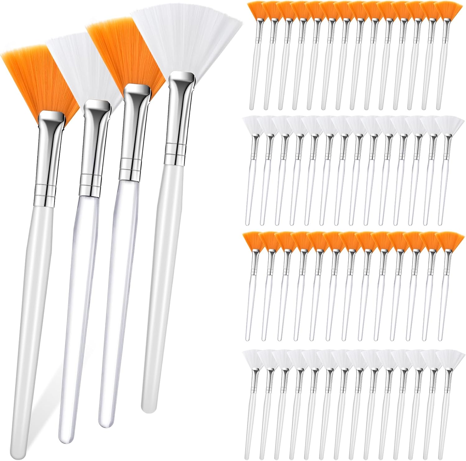 Elesunory soft fan brushes sixty pieces front view showcasing the flared nylon bristle head