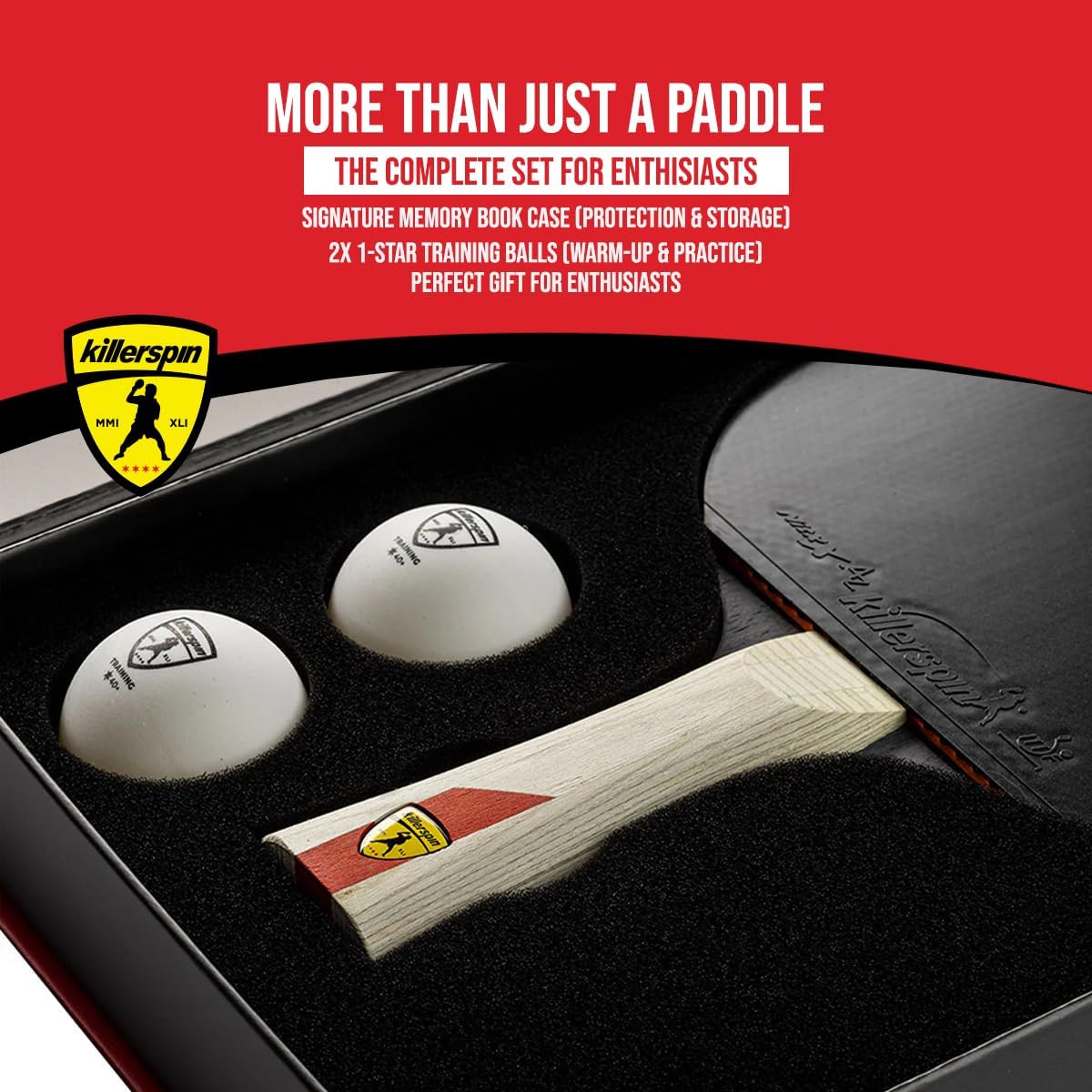 Killerspin ping pong racket inside signature memory book storage case