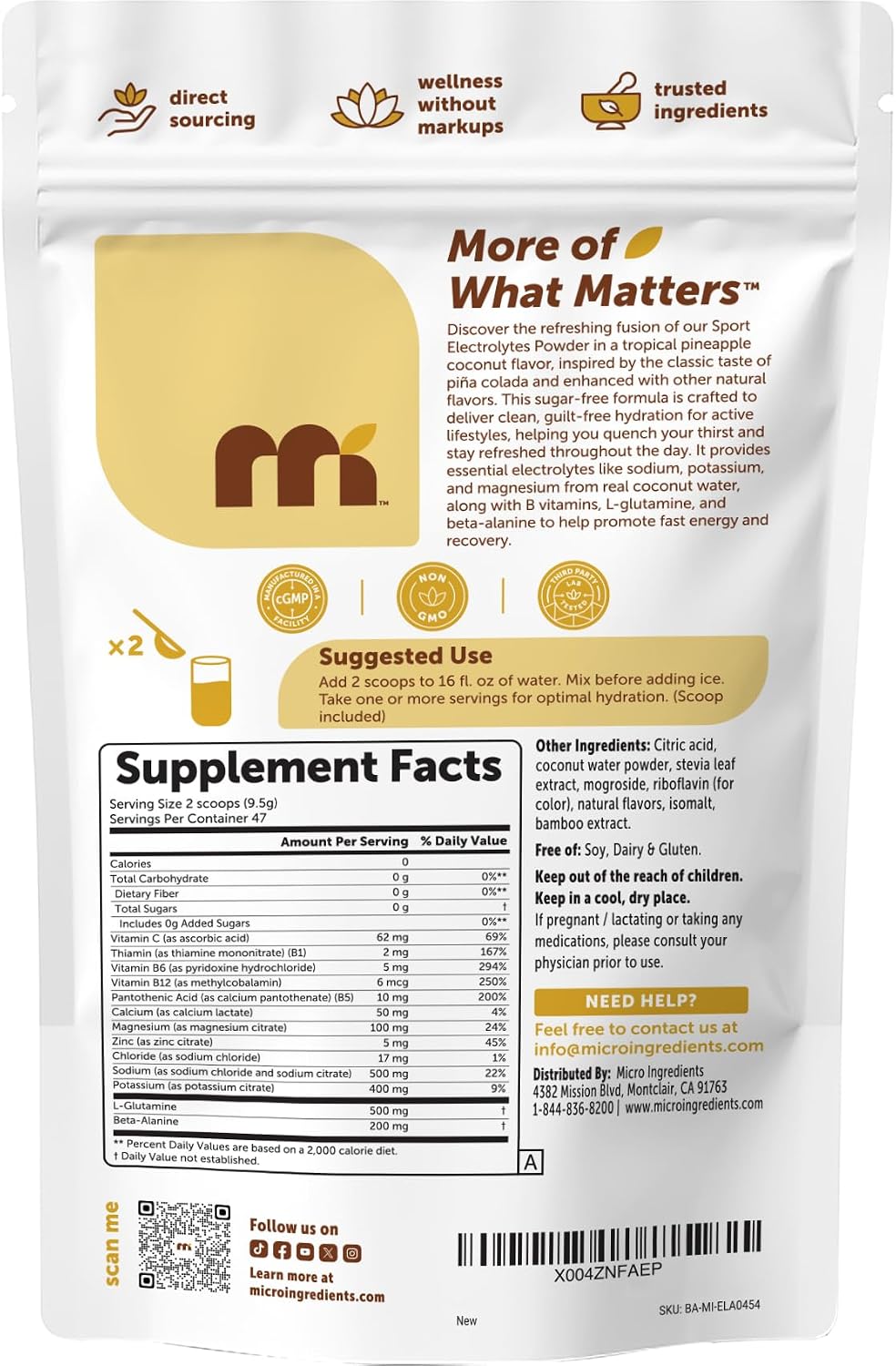Micro Ingredients sugar free electrolyte powder texture display