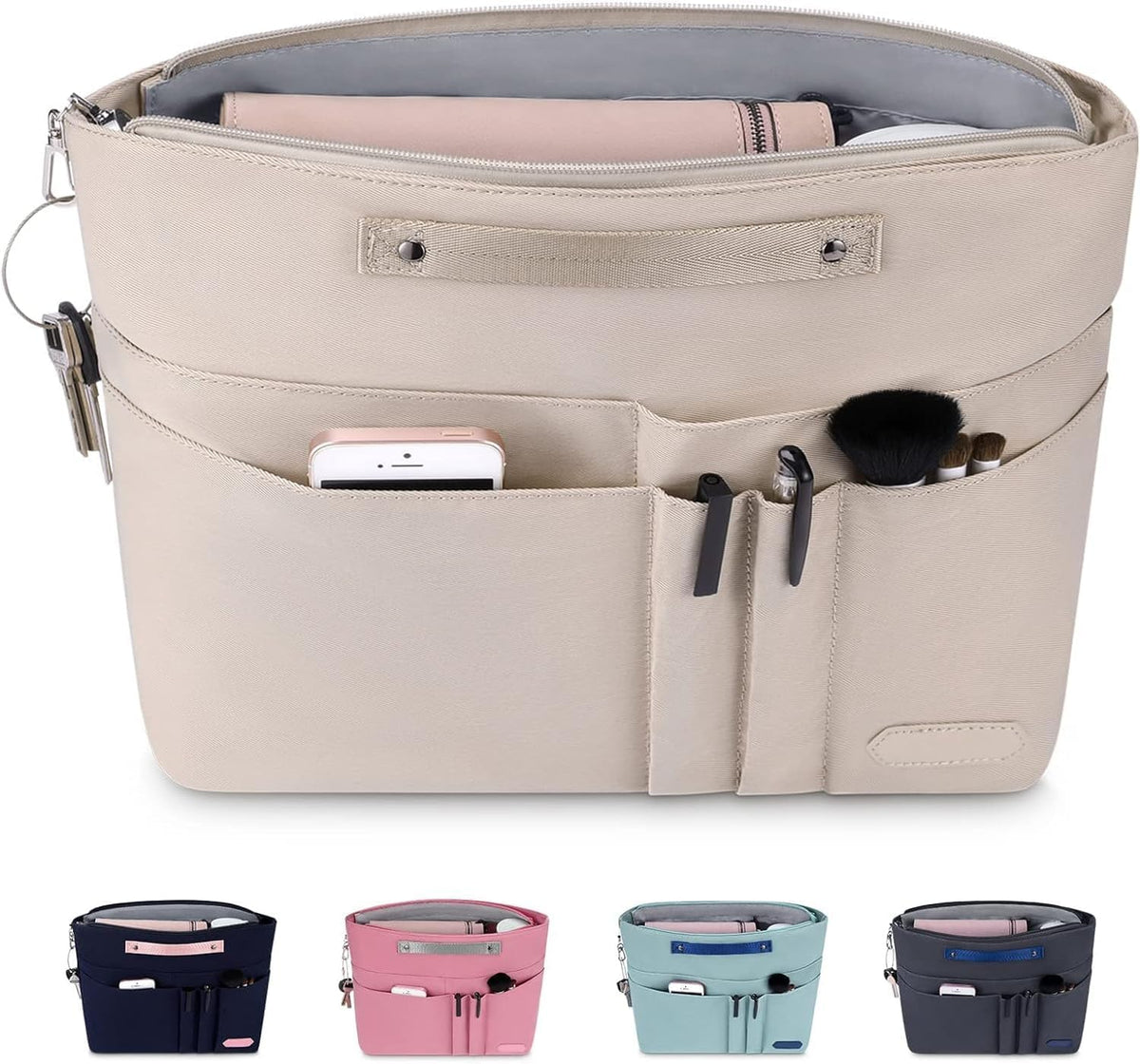 HyFanStr Purse Organizer Insert for Handbags,Tote Bag Organizer Insert Zipper Bag for Women, Handbag Organizer Inside Liner with 15 Pockets - Image 9