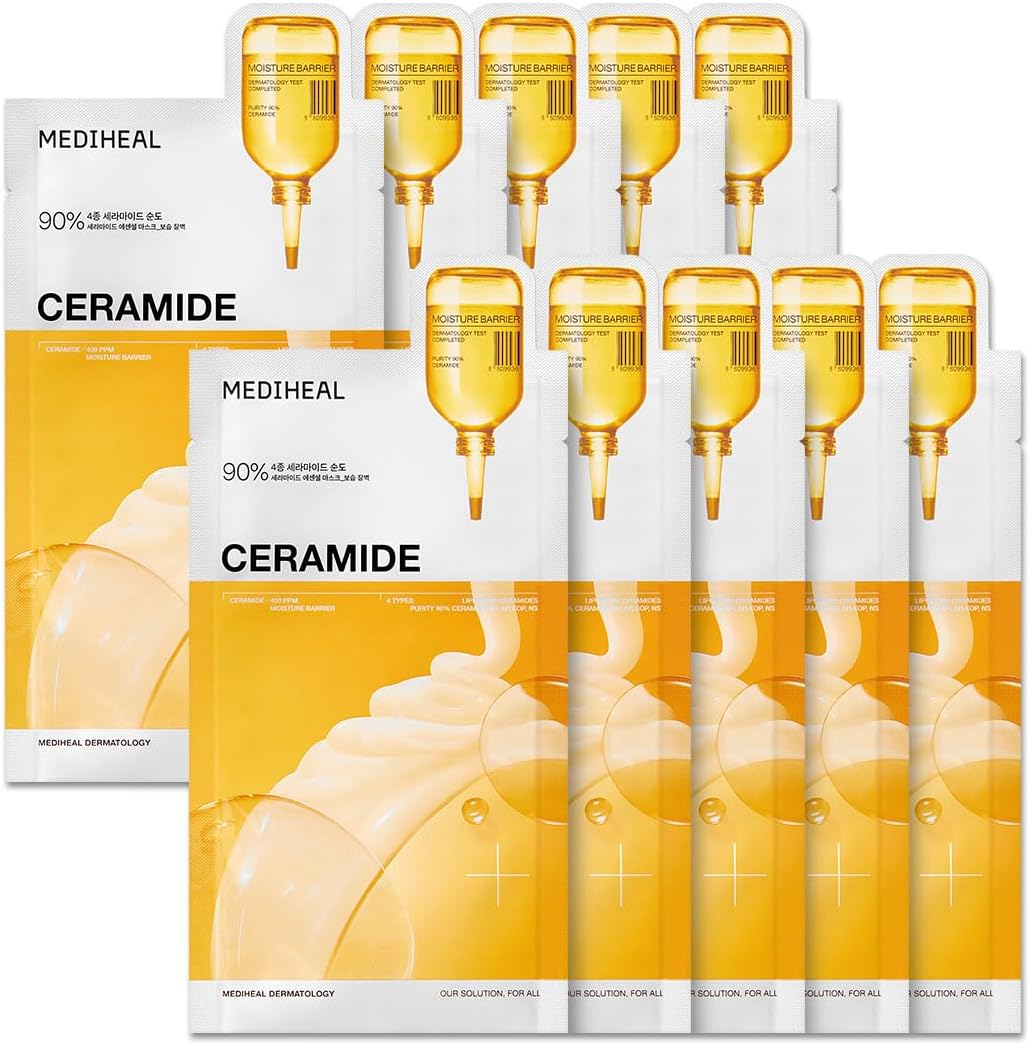 MEDIHEAL Ceramide Essential Face Mask front view packaging for skin barrier repair.