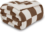 CozeCube Pink White Reversible Checkered Knit Throw Blanket 60"x80" | Super Soft Fullfy Microfiber Knitted Blankets , Warm Cozy Fuzzy Plush Throw, For Couch Bed Sofa - Image 9