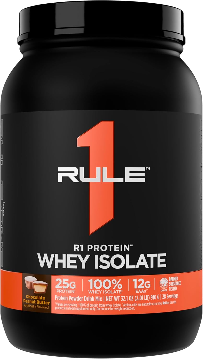 Rule 1 Proteins R1 Protein Whey Isolate front view tub