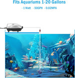 AquaMiracle Aquarium Air Pump Fish Tank Bubbler Aerator, All-in-One Fish Tank Air Pump Kit, Quiet Aquarium Bubbler - Image 3