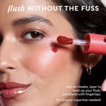 Glow Recipe liquid blush serum swatched on skin showing the buildable translucent soft red cherry flush tint