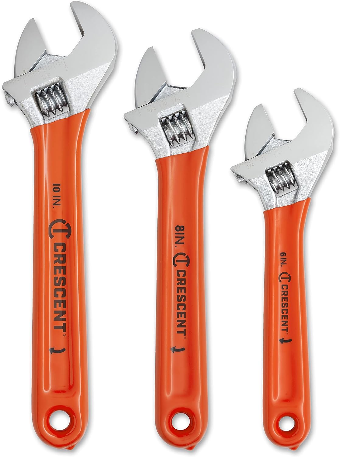 Crescent 8 inch adjustable wrench showing laser-etched scale
