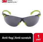3M S1202SGAF safety glasses angled view highlighting gray lenses