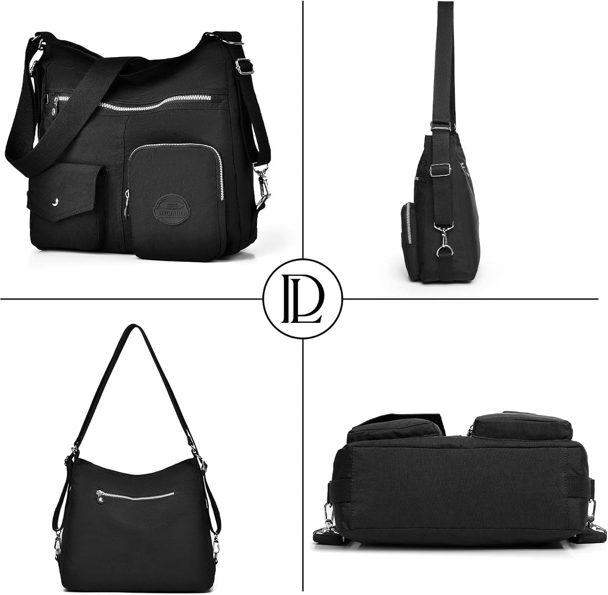 Hobo Purse for Women, Nylon Crossbody Shoulder Handbag Convertible Backpack - Image 7