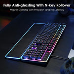 Ollyn gaming keyboard top angle view in full setup