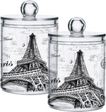 Apothecary Jars Bathroom Storage Organizer with Lid - 14 oz Qtip Holder Dispenser, Western Desert Clear Plastic Canister for Cotton Swab, Cotton Ball, 2PCS - Image 12
