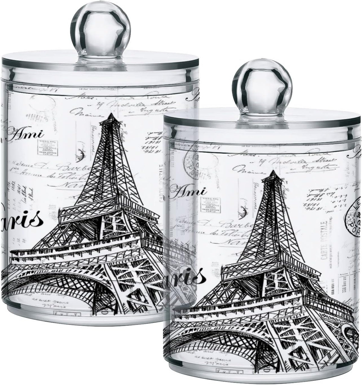Apothecary Jars Bathroom Storage Organizer with Lid - 14 oz Qtip Holder Dispenser, Western Desert Clear Plastic Canister for Cotton Swab, Cotton Ball, 2PCS - Image 12