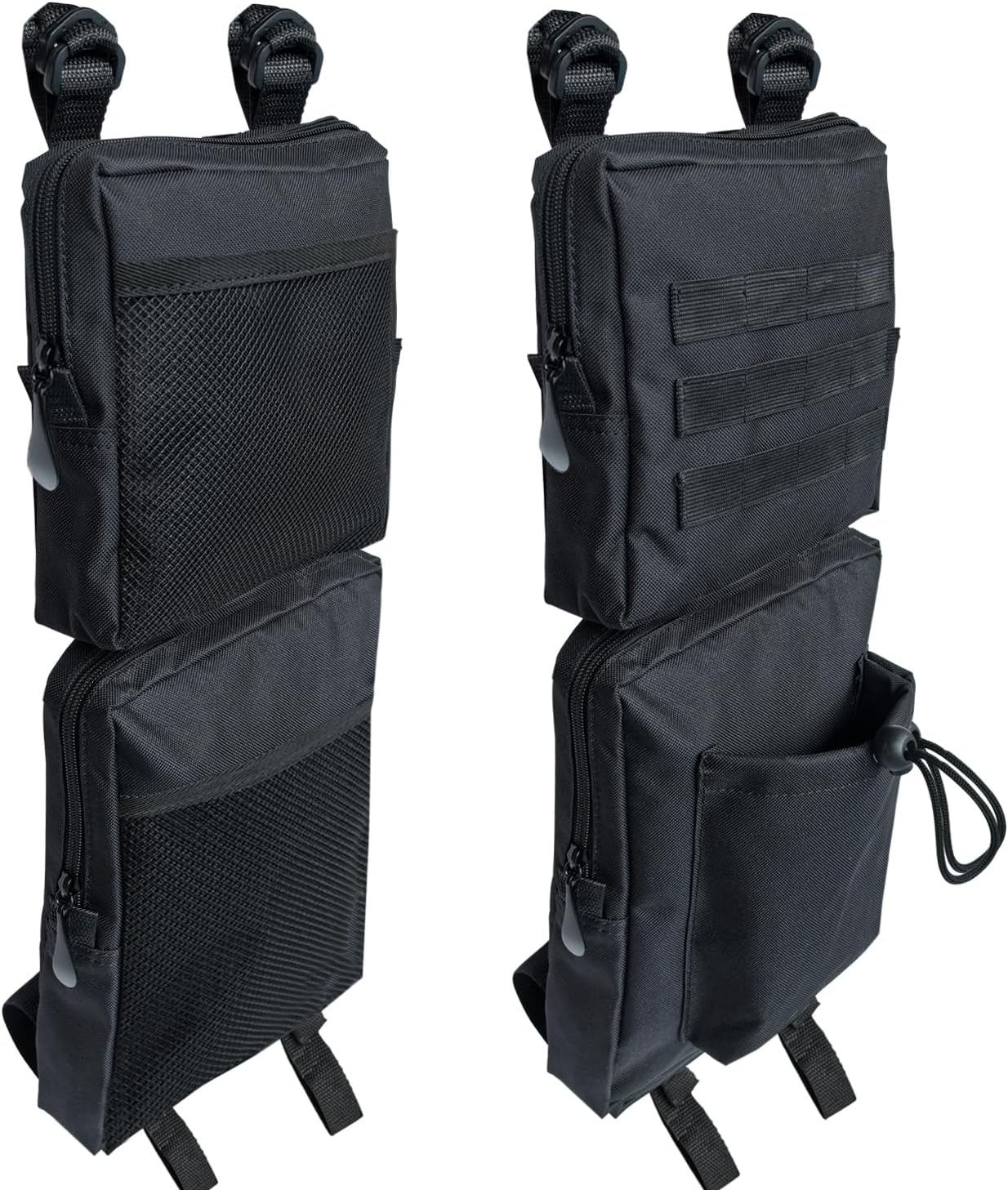 Vanlison two pack ATV fender bags black front view on vehicle