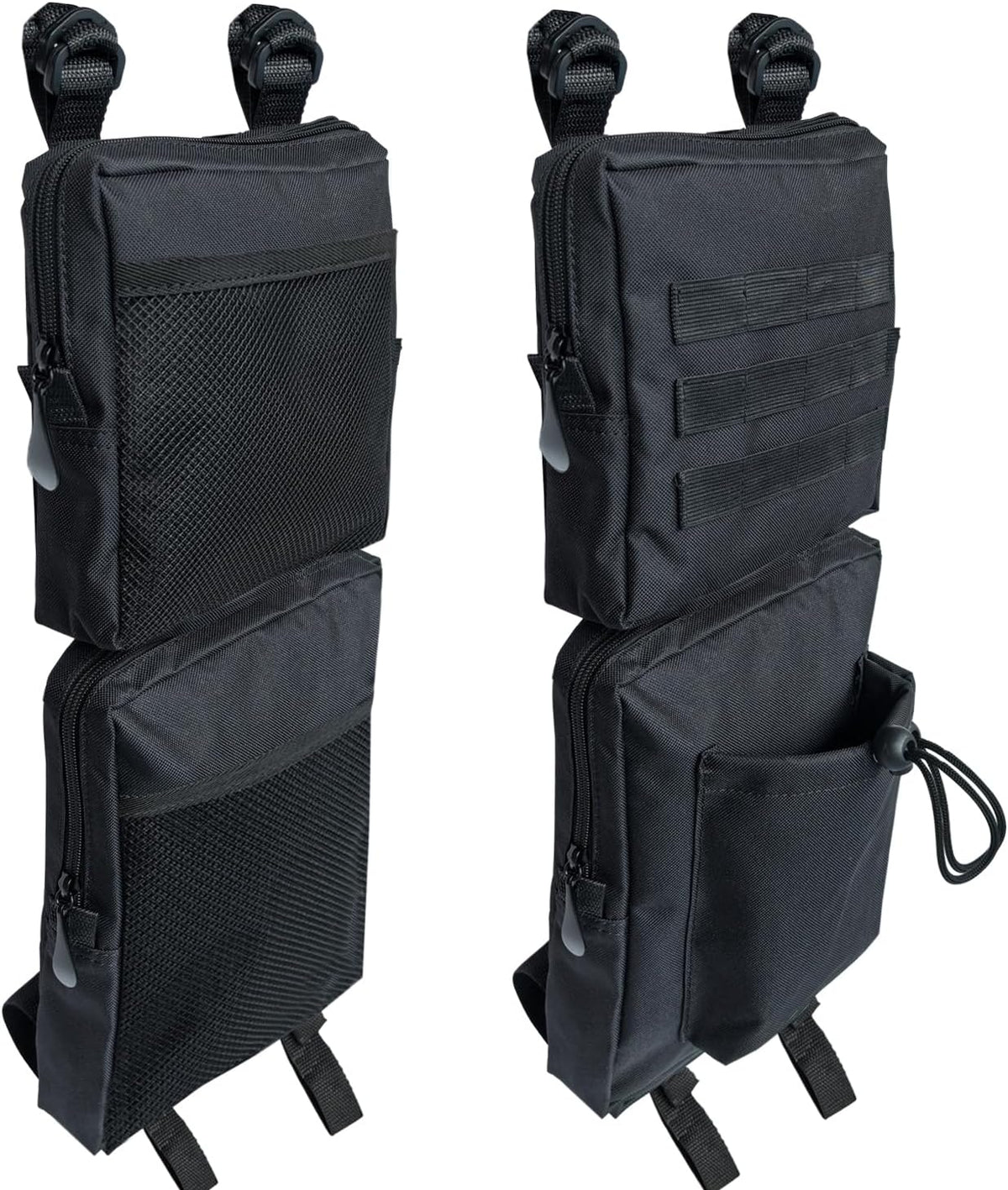 Vanlison two pack ATV fender bags black front view on vehicle