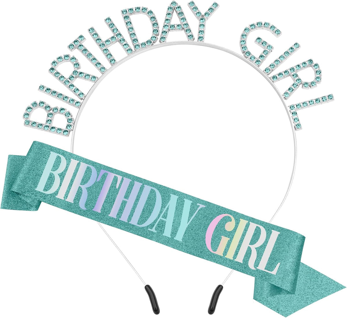 Women's Glitter Birthday Sash and Tiara Set - Sliver and White Rhinestone Headband, Crowns, and Happy Birthday Decorations - Image 11