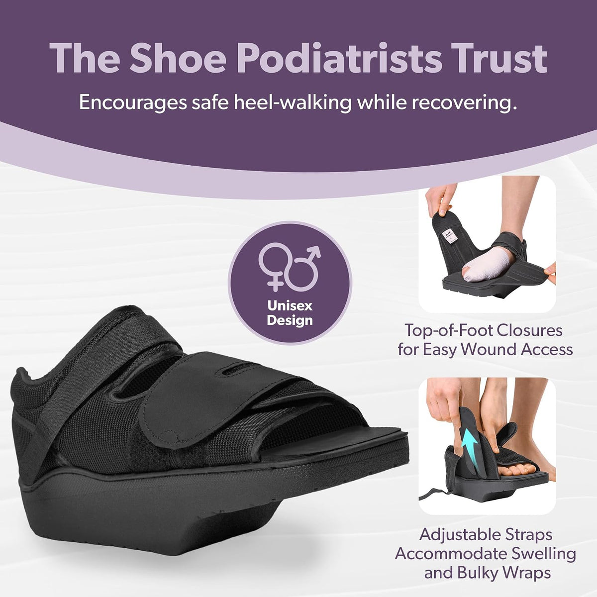 BraceAbility post-surgery shoe sole angle showing wedge design