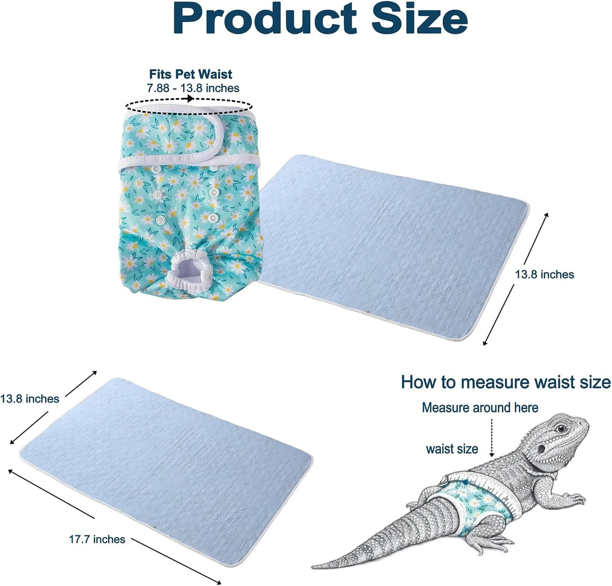 Extra small bearded dragon diaper kit packed together for outdoor travel and handling convenience.