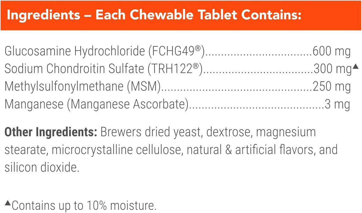 Nutramax dog cartilage health supplement ingredients and guaranteed analysis