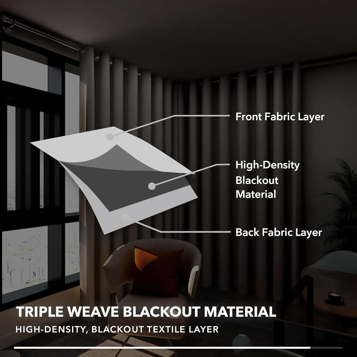 Deconovo 84 inches long blackout drape hanging on a rod