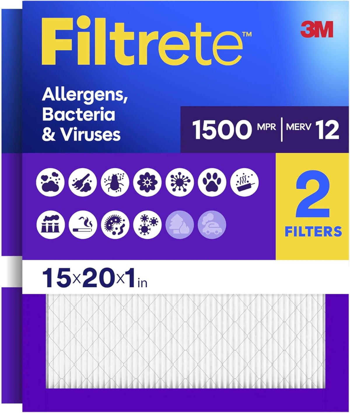 Filtrete 16x25x1 Air Filter, MERV 12, MPR 1500, Allergens, Bacteria & Viruses, 3-Month AC and Furnace Filters, Cleaner Air, Reliable Airflow, 2 HVAC Filters (Actual Size 15.62 x 24.62 x 0.78 in) - Image 13