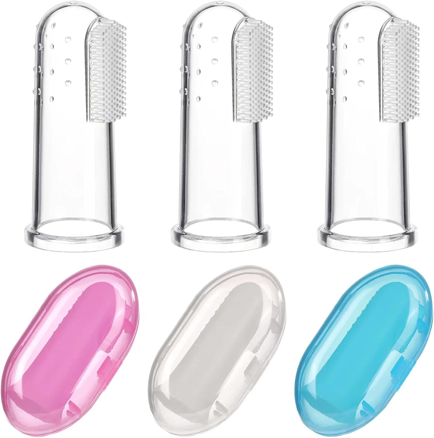 Jochebed Baby Finger Toothbrush front view silicone oral cleaner.