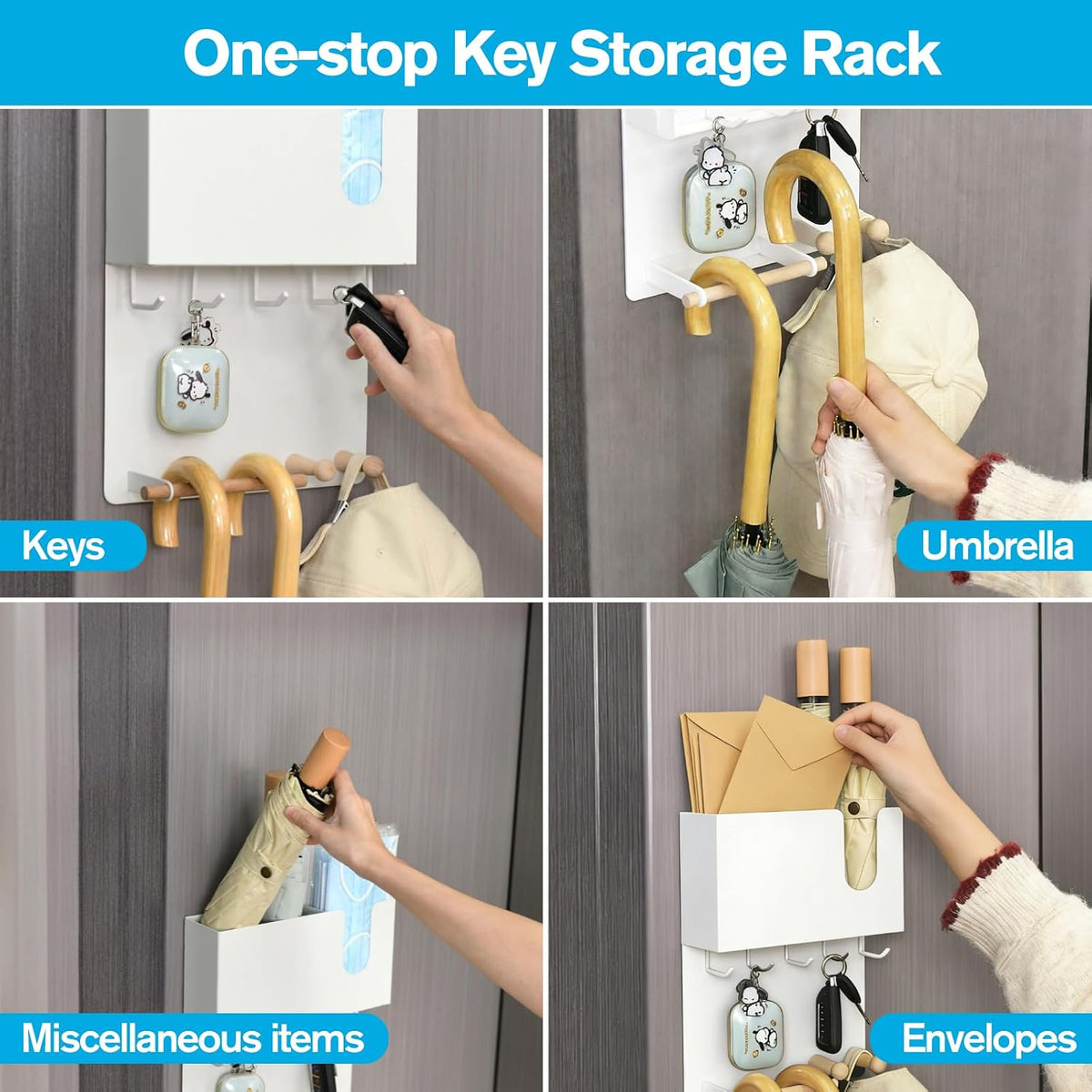 Advezo wall mount umbrella holder in white