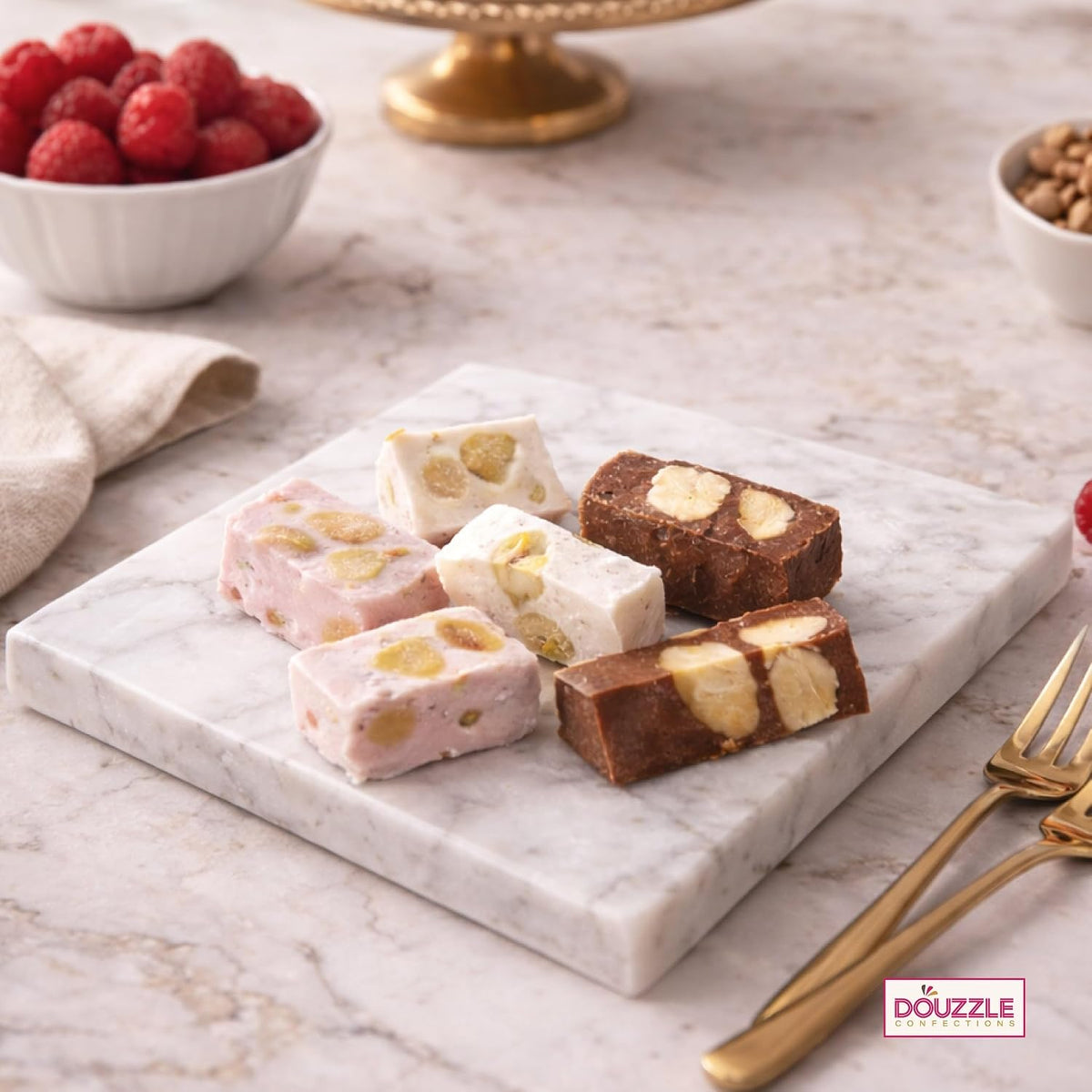 DOUzzle sea salt with almonds mini nougat treats package back