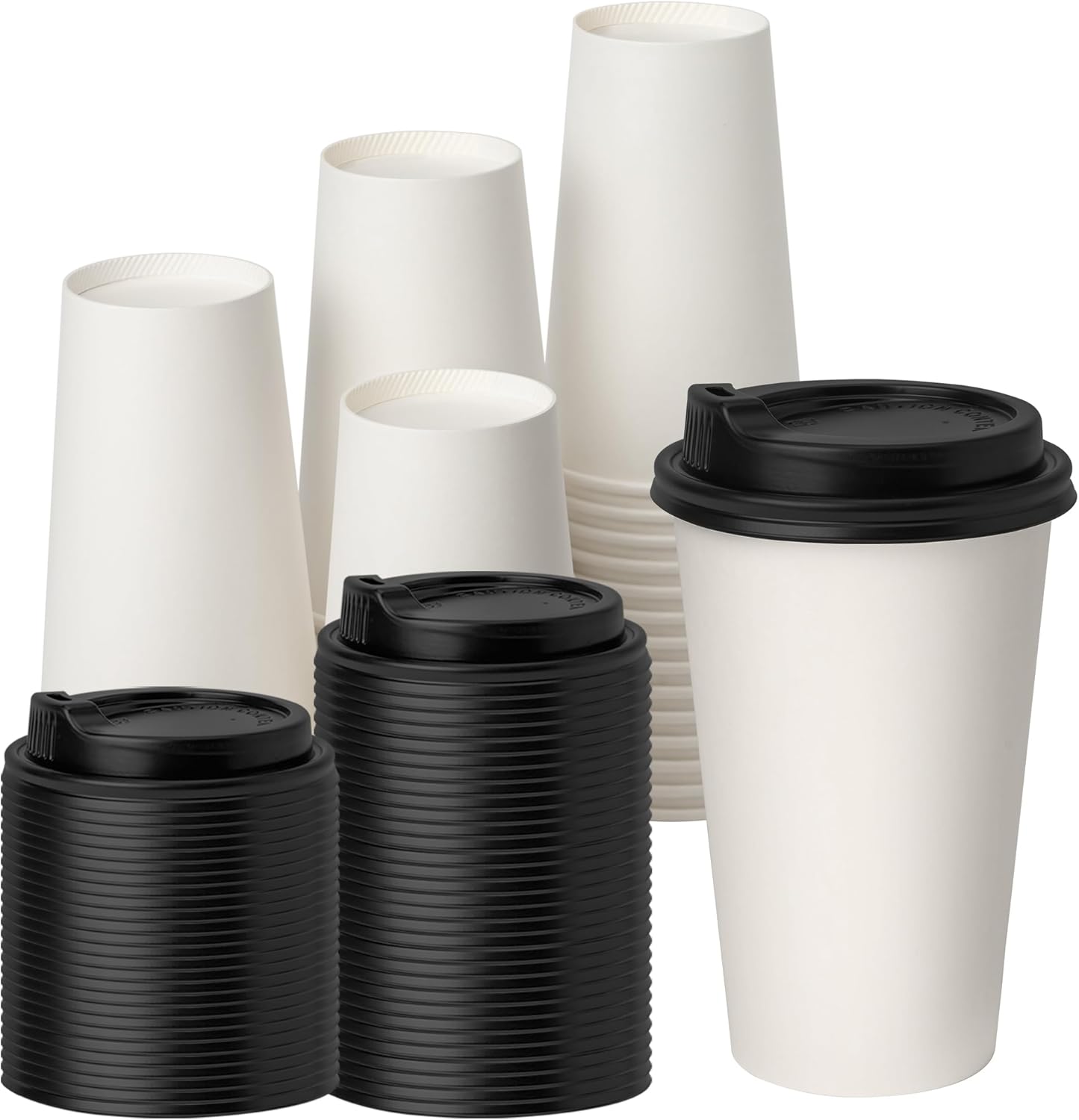 YEEHAW 100 Pack 16 Ounce Disposable Coffee Cups front view for office use.