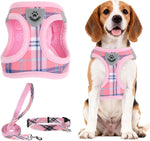 PUPTECK adjustable dog harness front view in pink extra large size
