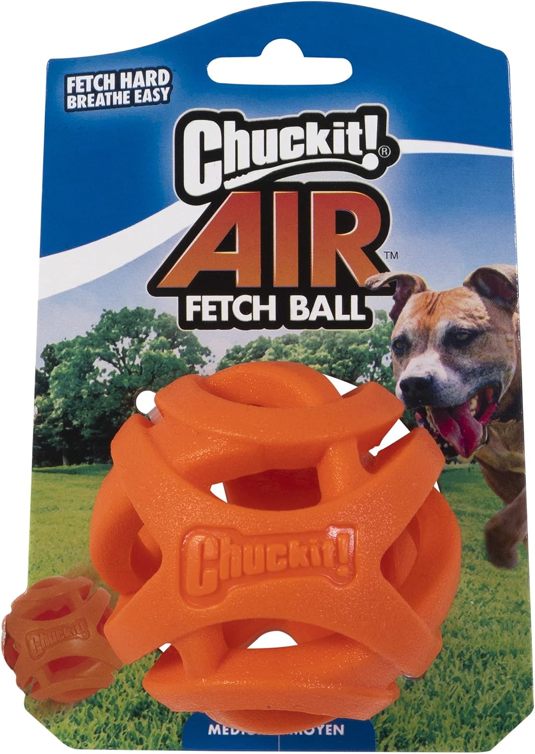 Chuckit! dog ball front view showing hollow mesh design